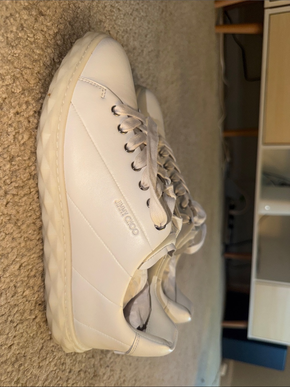 Jimmy Choo White Leather Low-Top Sneakers